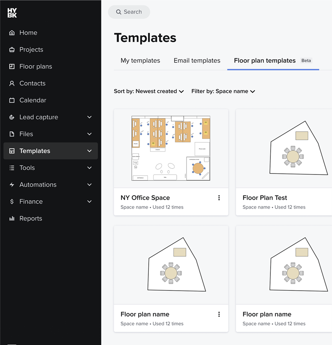 The Floor plan templates tab, listed under My Templates.