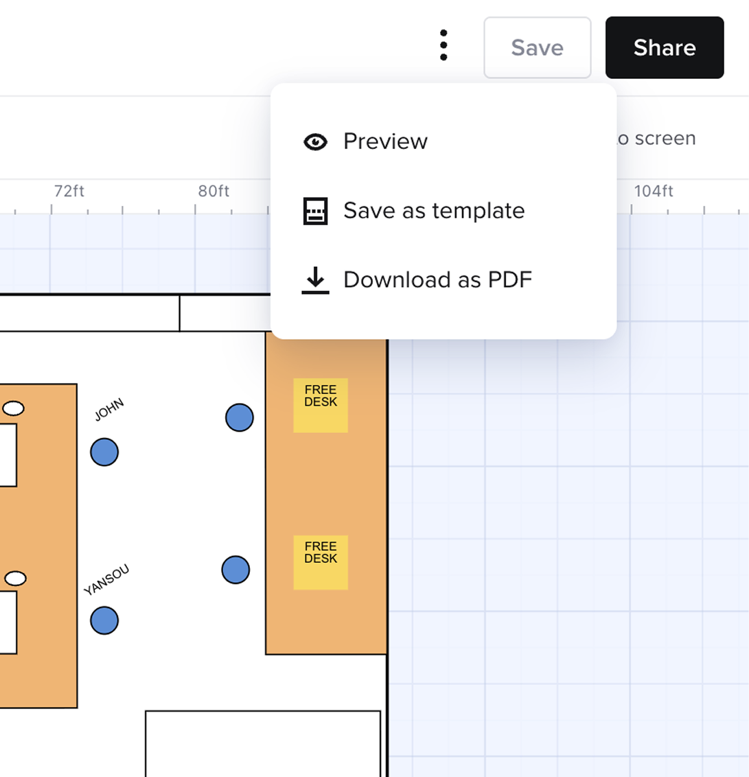 Saving a floor plan layout as a reusable template from inside the builder.