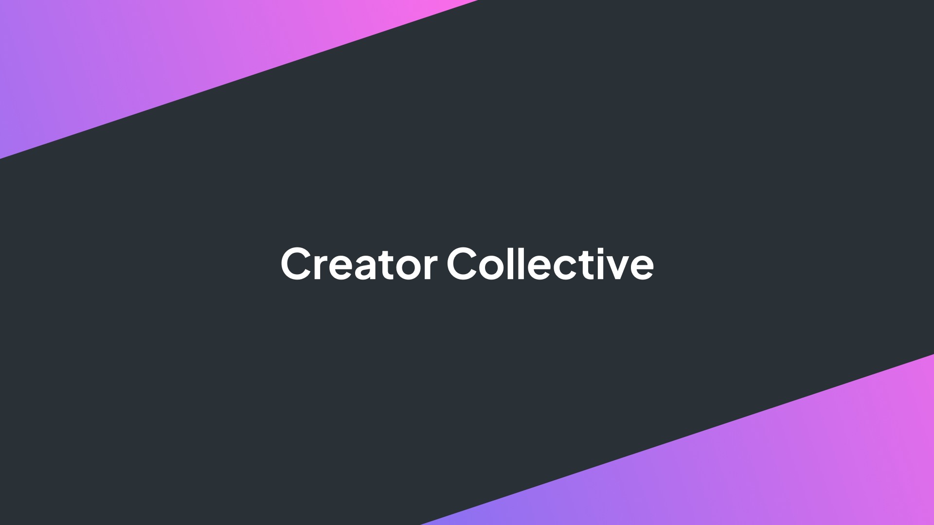 The Creator Collective brand identity cover slide.